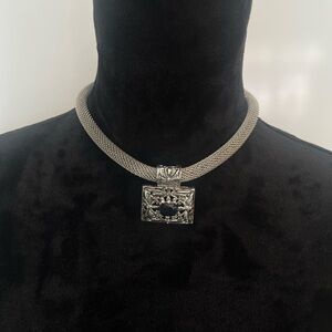 3 For $20! Silver Tone Choker Necklace w/ Intricate Pendant Magentic Closure